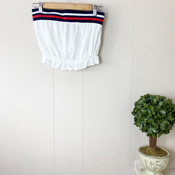We The Free Tops - Free People-We The Free Crop Sleeveless White and Blue Stripes Top Size X-Small